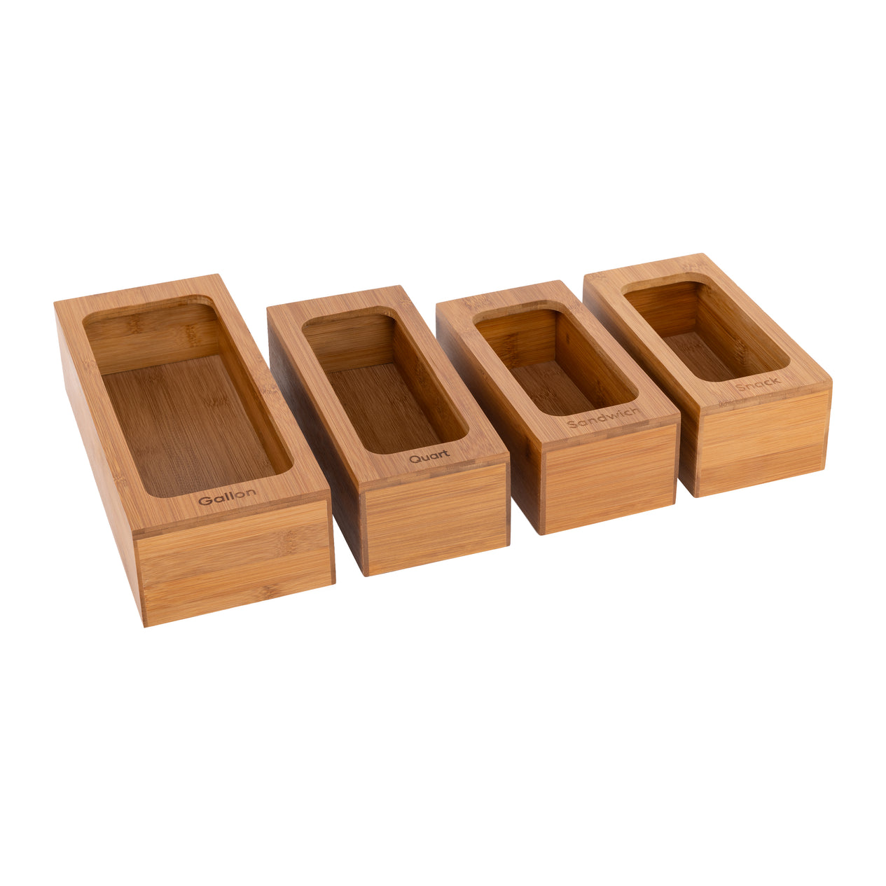 Bamboo Food Storage Bag Holder (Set of 4)