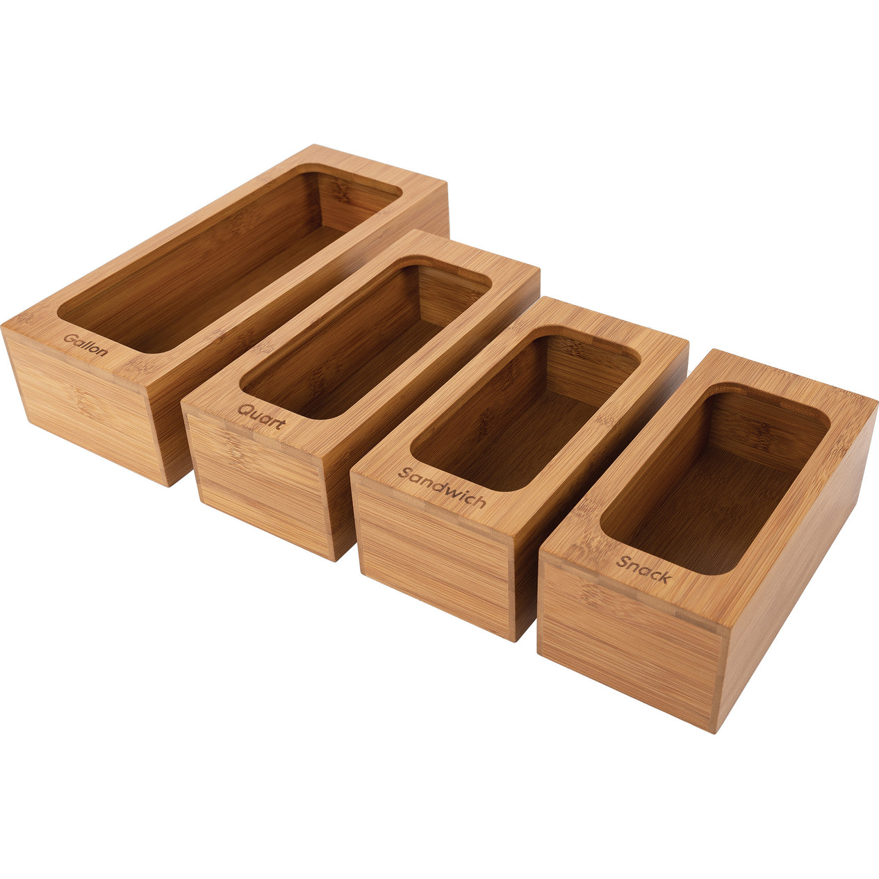 Bamboo Food Storage Bag Holder (Set of 4)