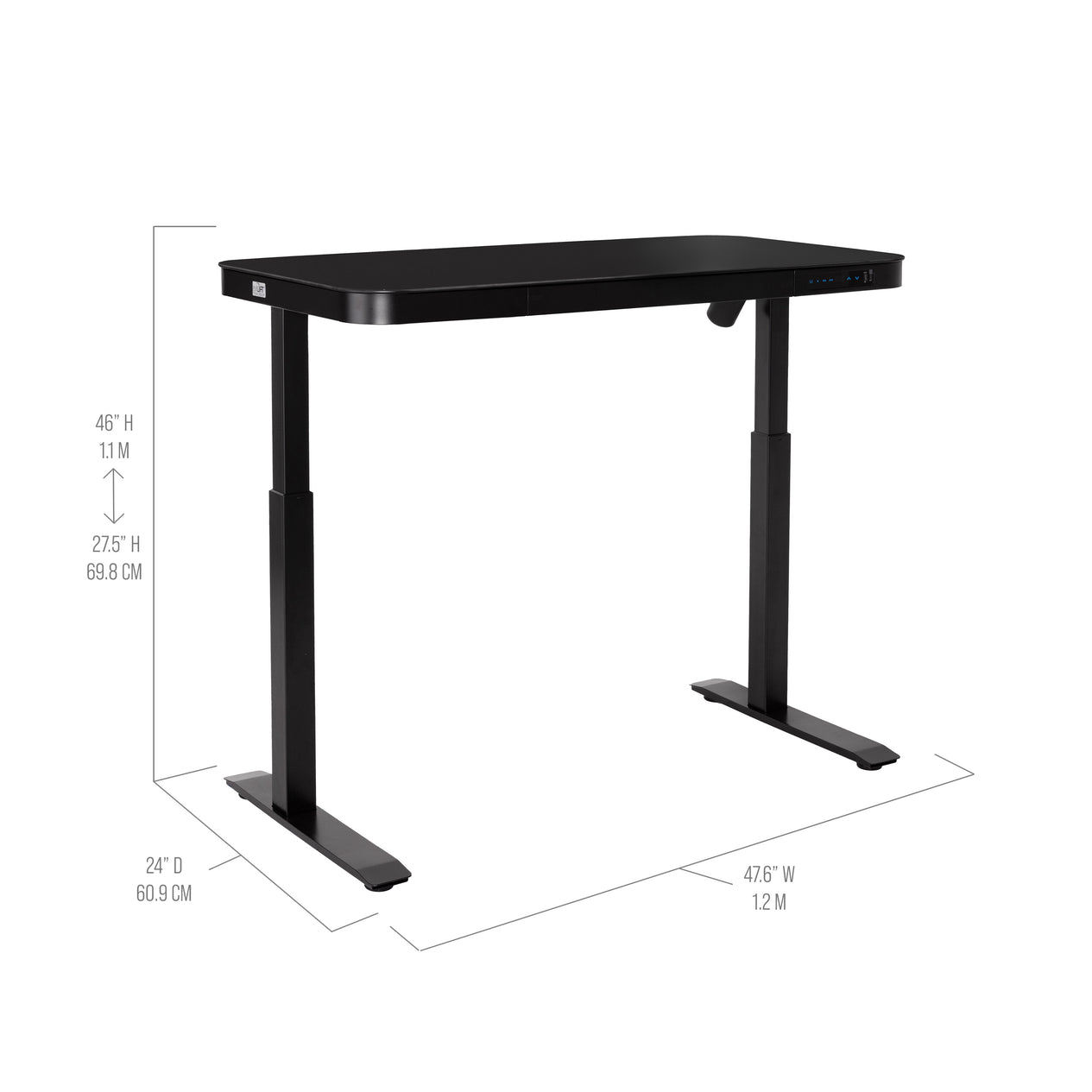airLIFT® 48" Tempered Glass Top Desk, Jet Black