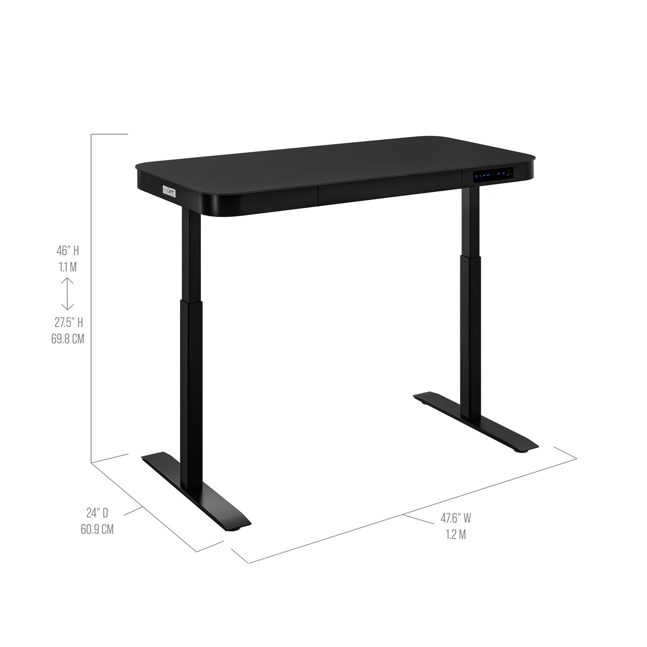 airLIFT® 48" Tempered Glass Top Desk with Drawer