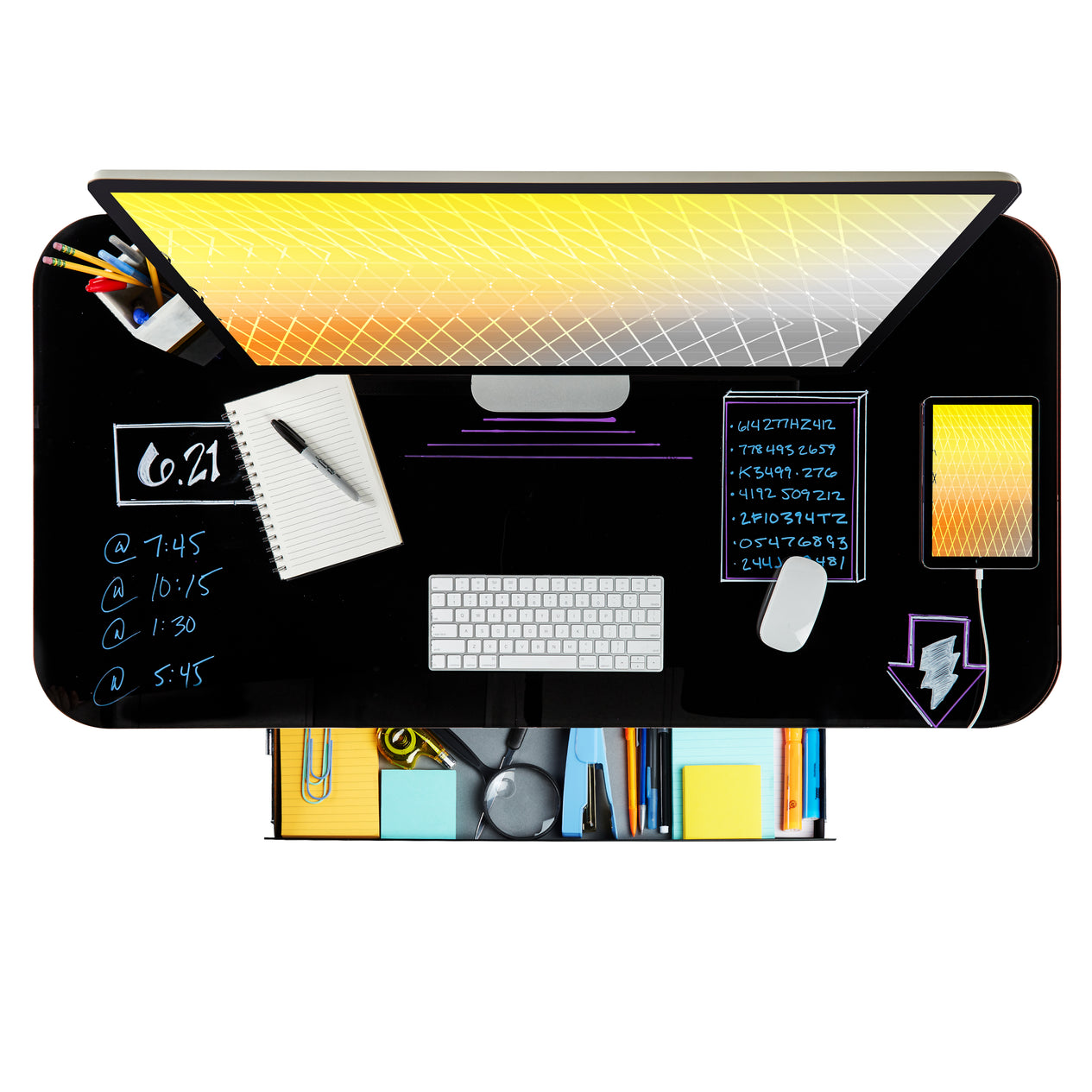 airLIFT® 48" Tempered Glass Top Desk, Jet Black