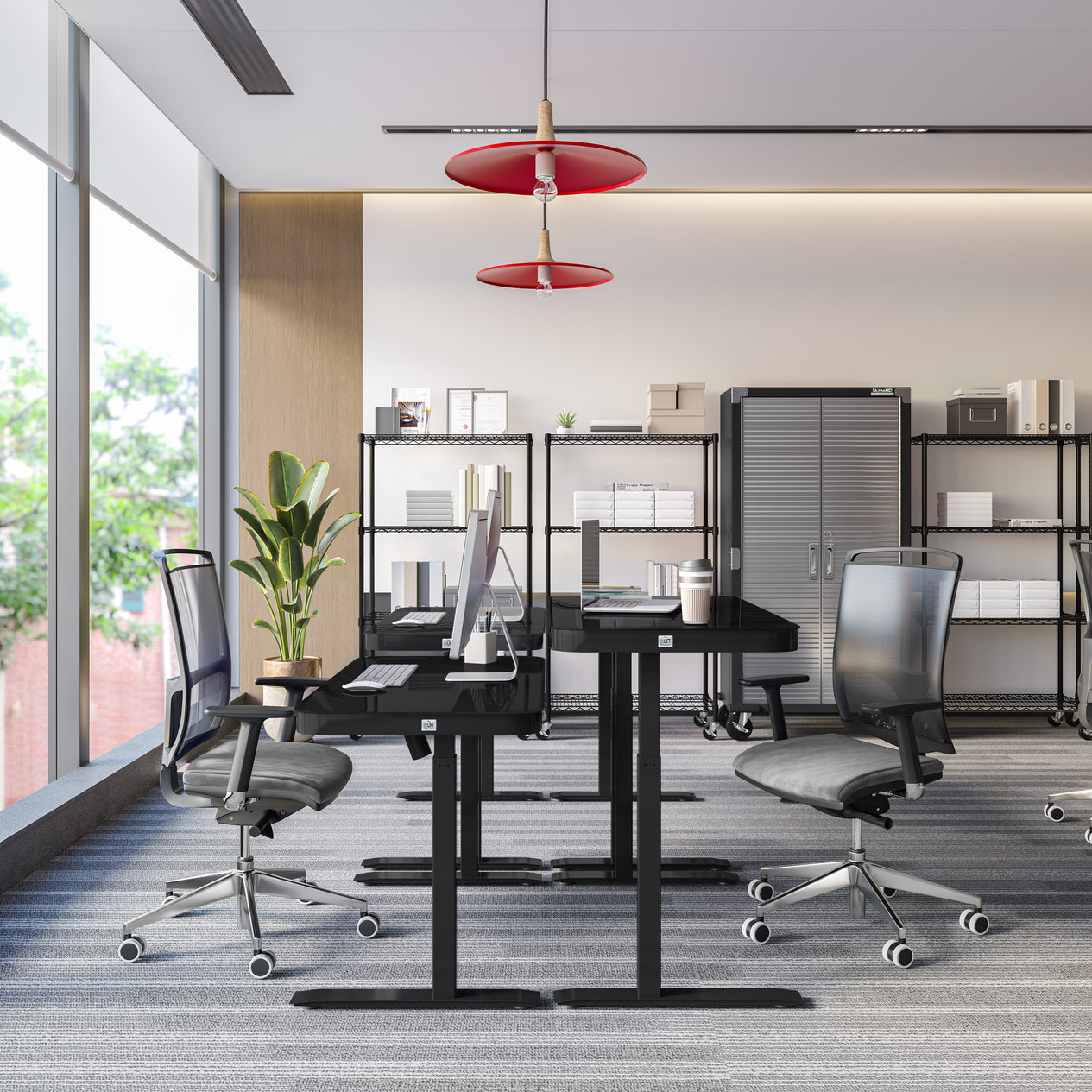 airLIFT® 48" Tempered Glass Top Desk, Jet Black