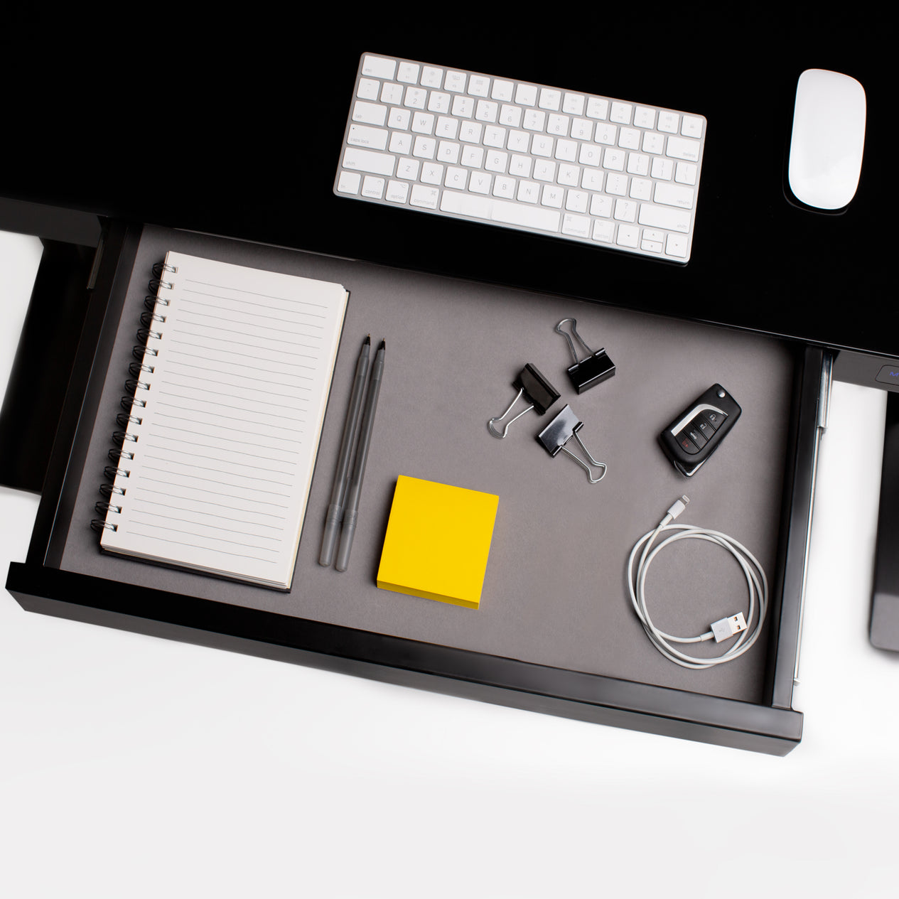 airLIFT® 48" Tempered Glass Top Desk, Jet Black