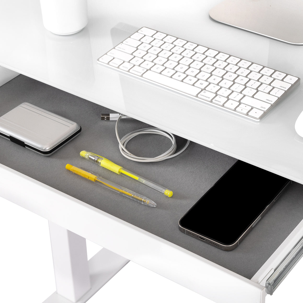 airLIFT® 48" Tempered Glass Top Desk, White