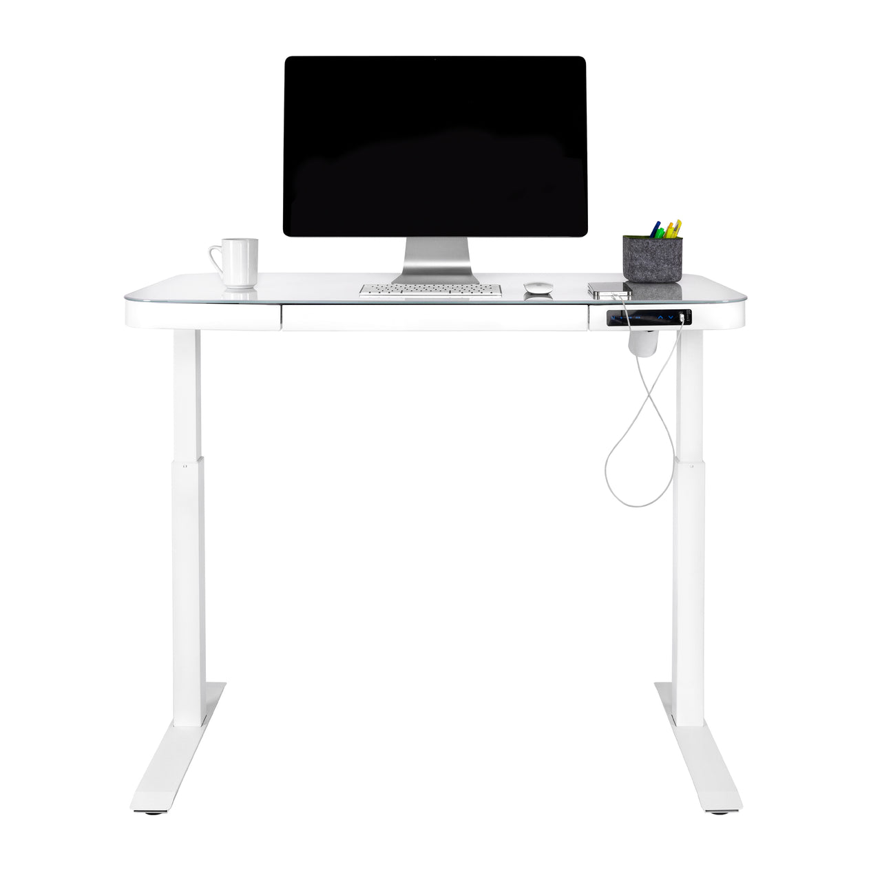 airLIFT® 48" Tempered Glass Top Desk, White
