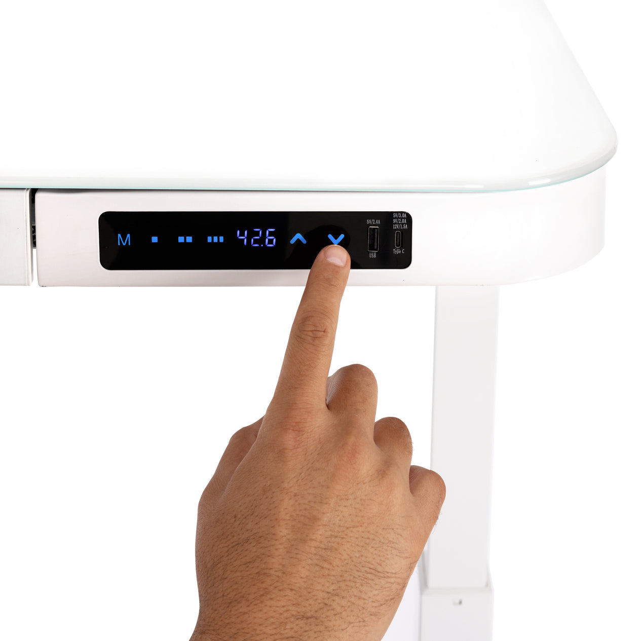 airLIFT® 48" Tempered Glass Top Desk, White