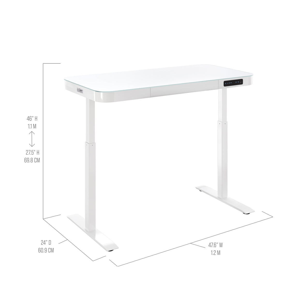 airLIFT® 48" Tempered Glass Top Desk with Drawer