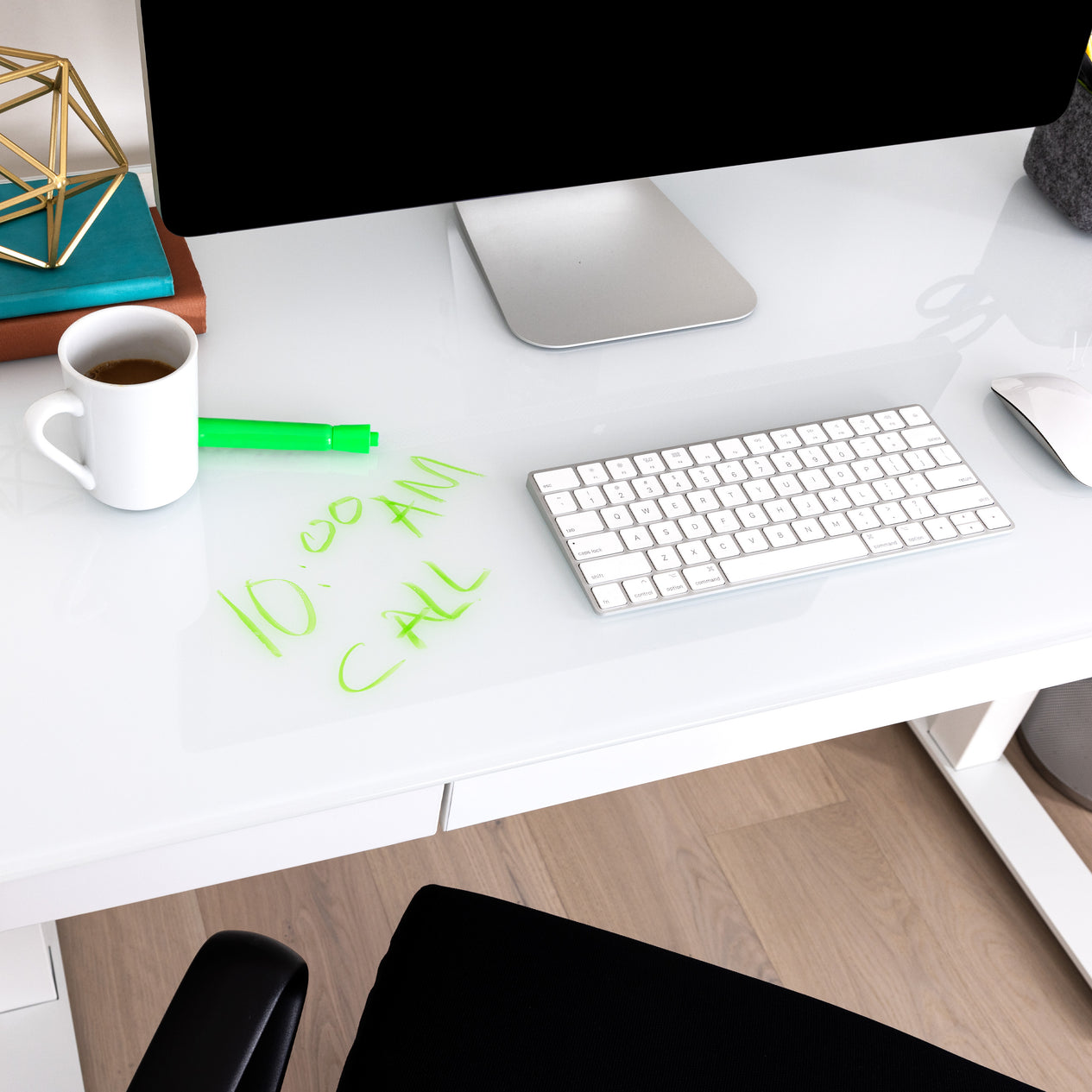 airLIFT® 48" Tempered Glass Top Desk, White