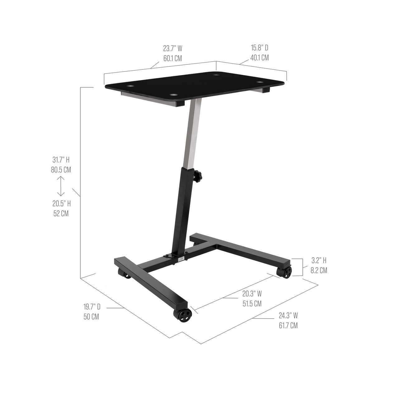 airLIFT® Tempered Glass Top Mobile Desk