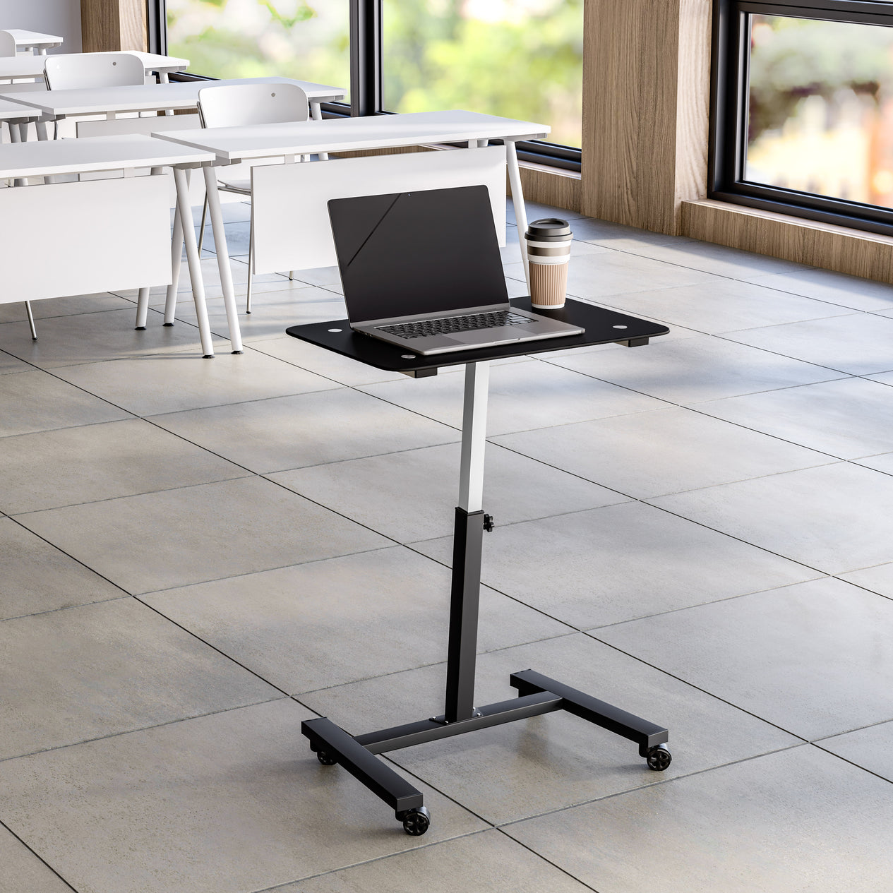 airLIFT® Tempered Glass Top Mobile Desk