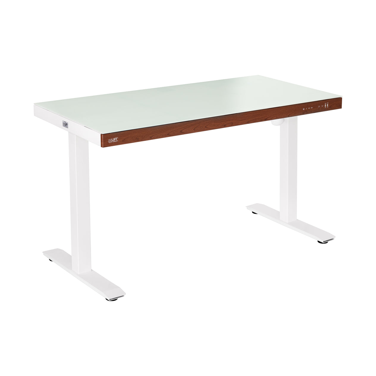 airLIFT® 48" Tempered Glass Top Desk with Wood Trim Front