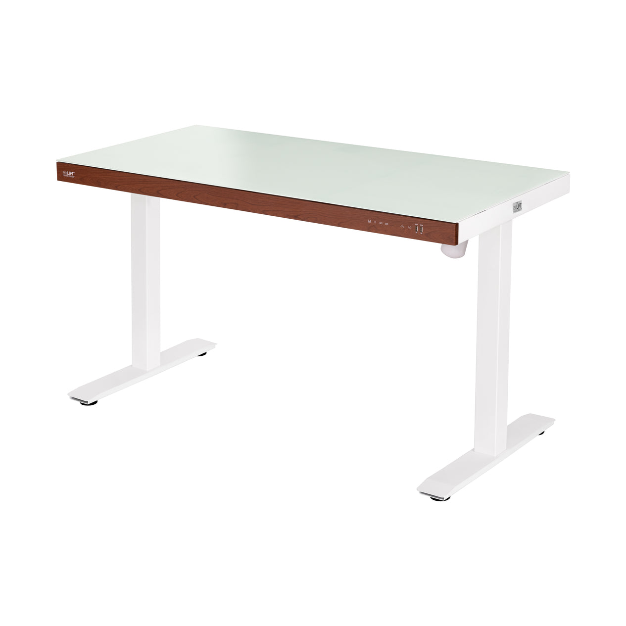 airLIFT® 48" Tempered Glass Top Desk with Wood Trim Front