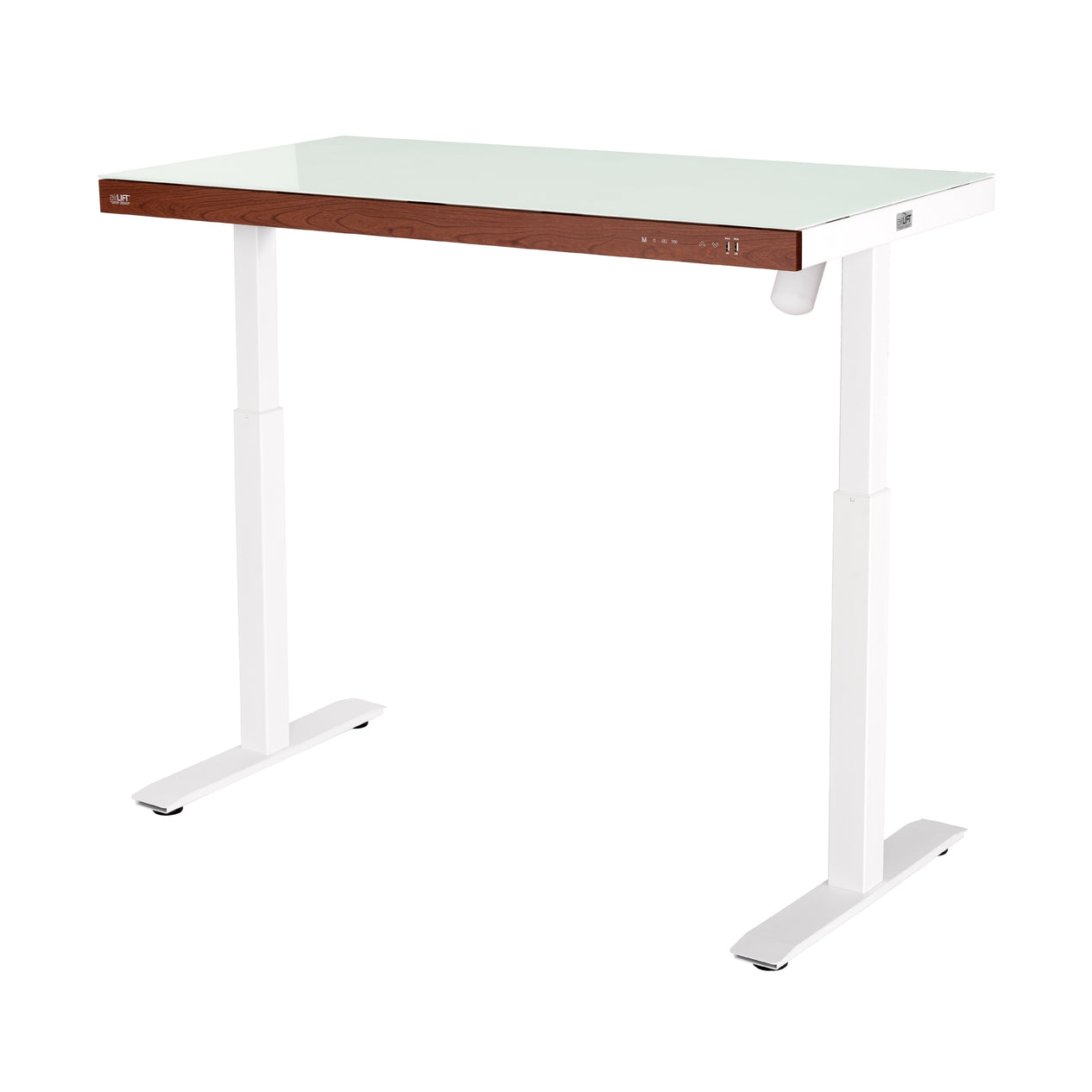 airLIFT® 48" Tempered Glass Top Desk with Wood Trim Front