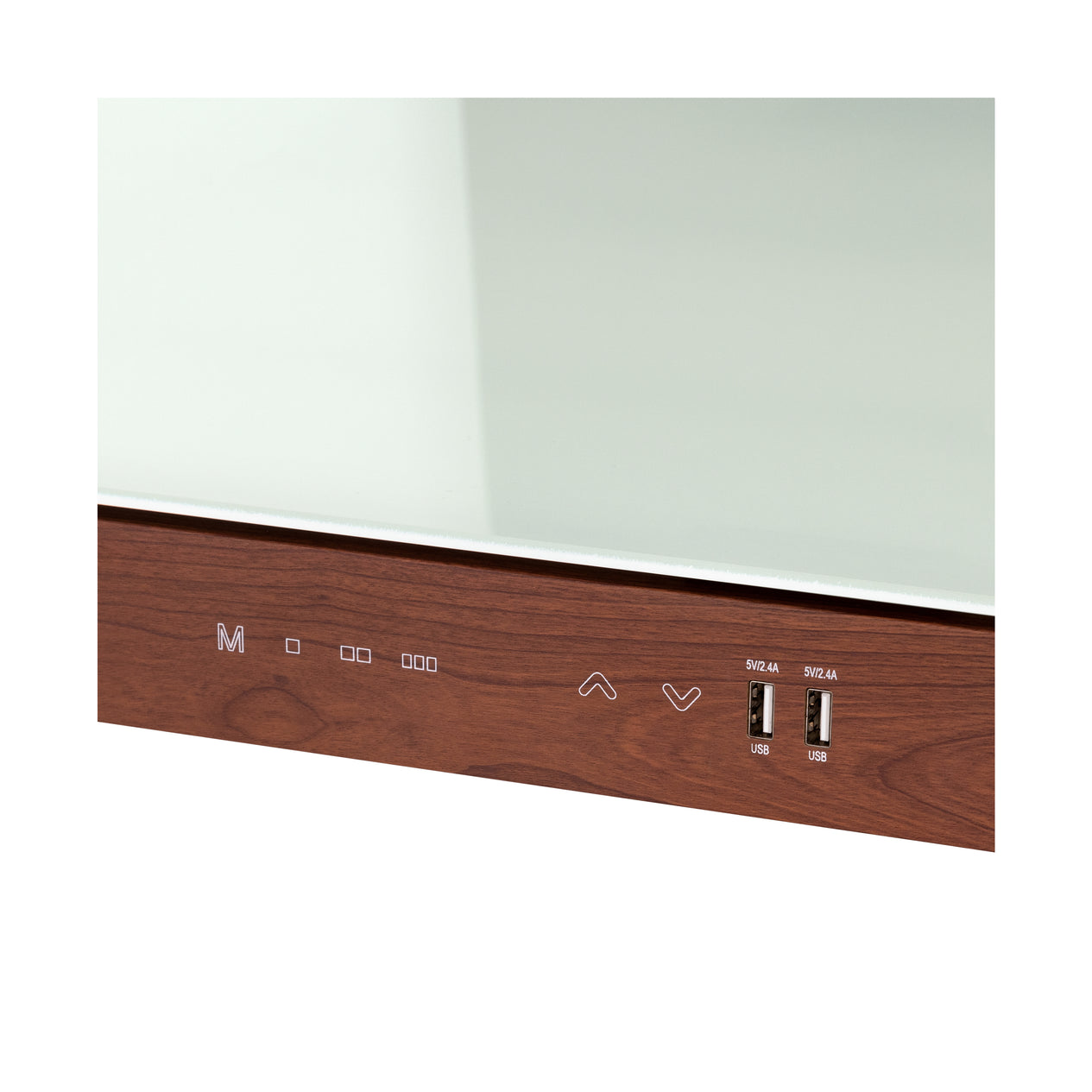 airLIFT® 48" Tempered Glass Top Desk with Wood Trim Front