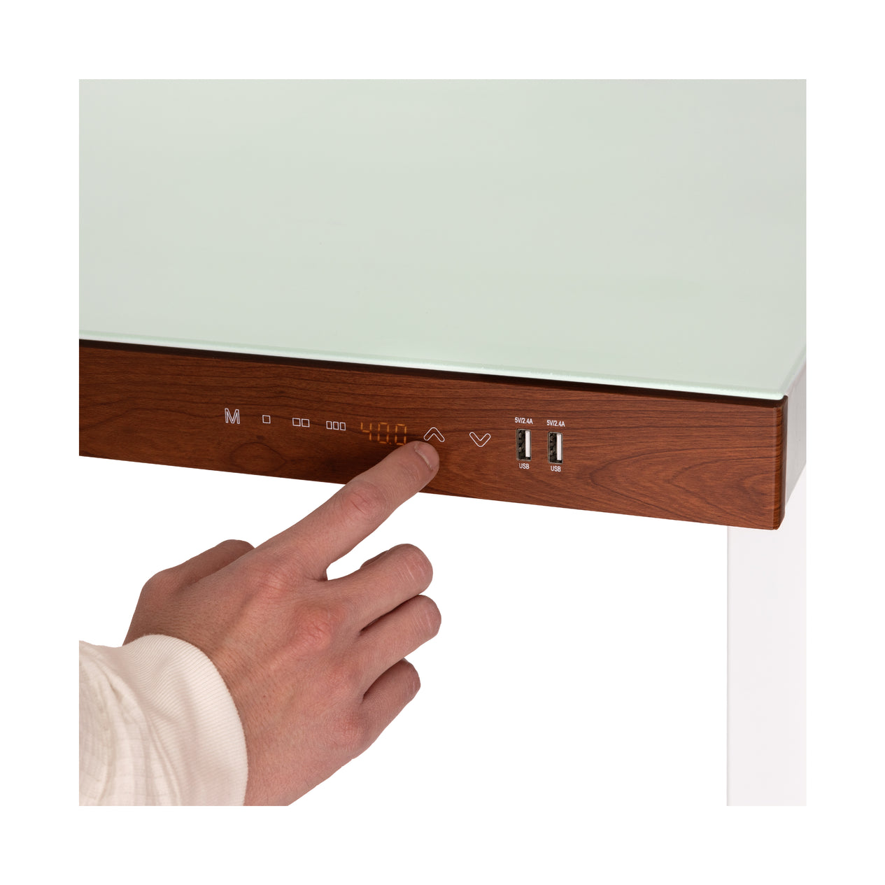 airLIFT® 48" Tempered Glass Top Desk with Wood Trim Front