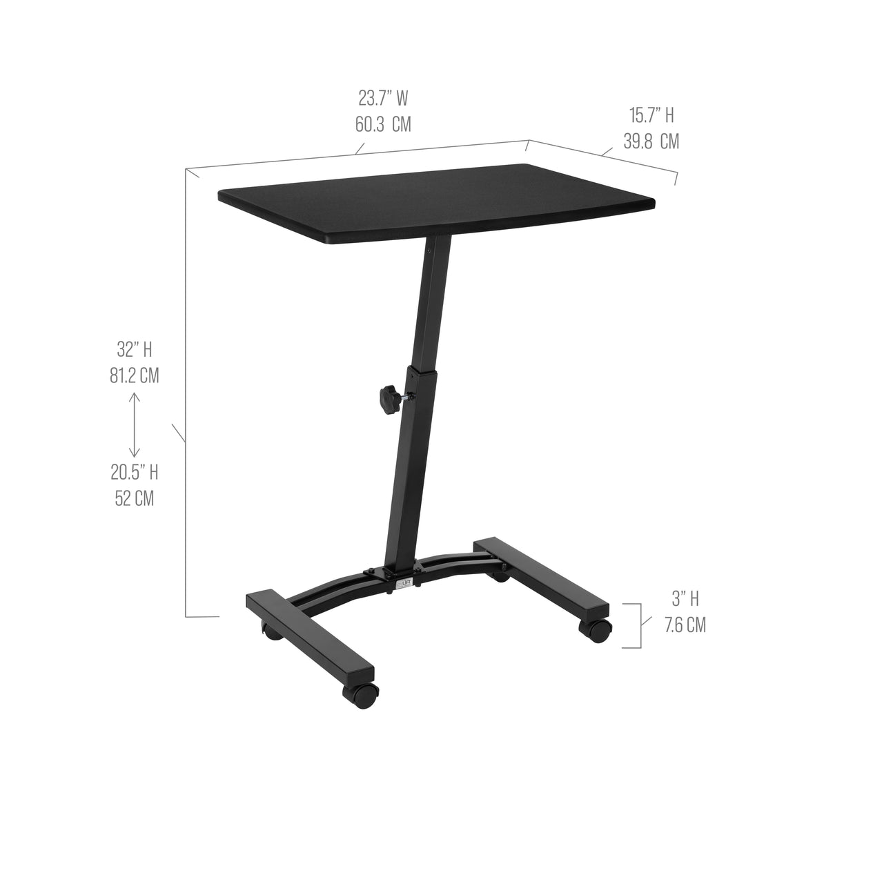 airLIFT® Mobile Laptop Sitting Desk Cart, Black