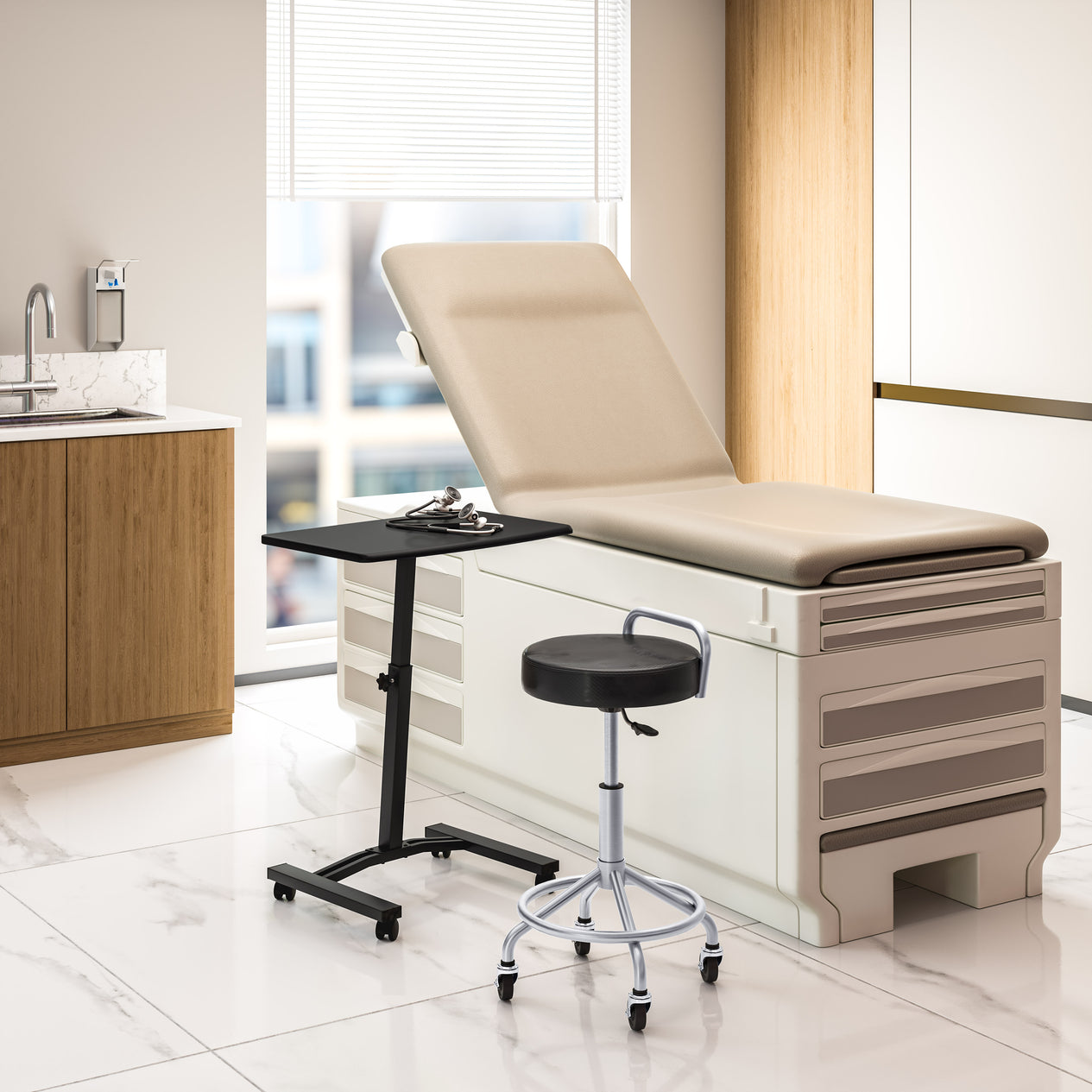 airLIFT® Mobile Laptop Sitting Desk Cart, Black