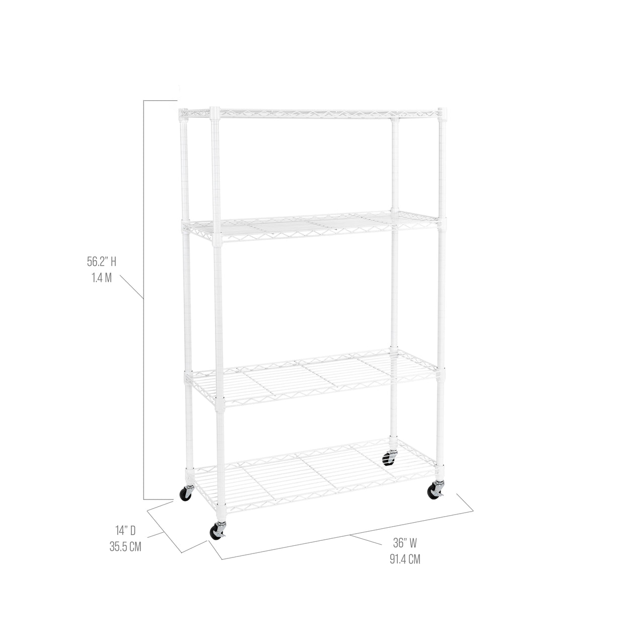 4-Tier NSF-Certified Steel Shelving, White