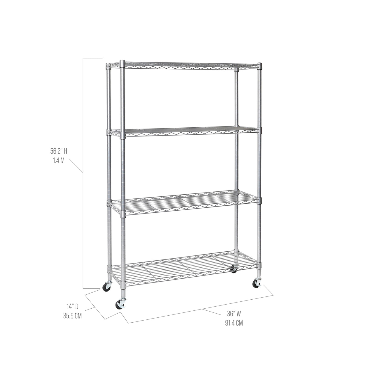 4-Tier NSF-Certified Steel Shelving, Silver