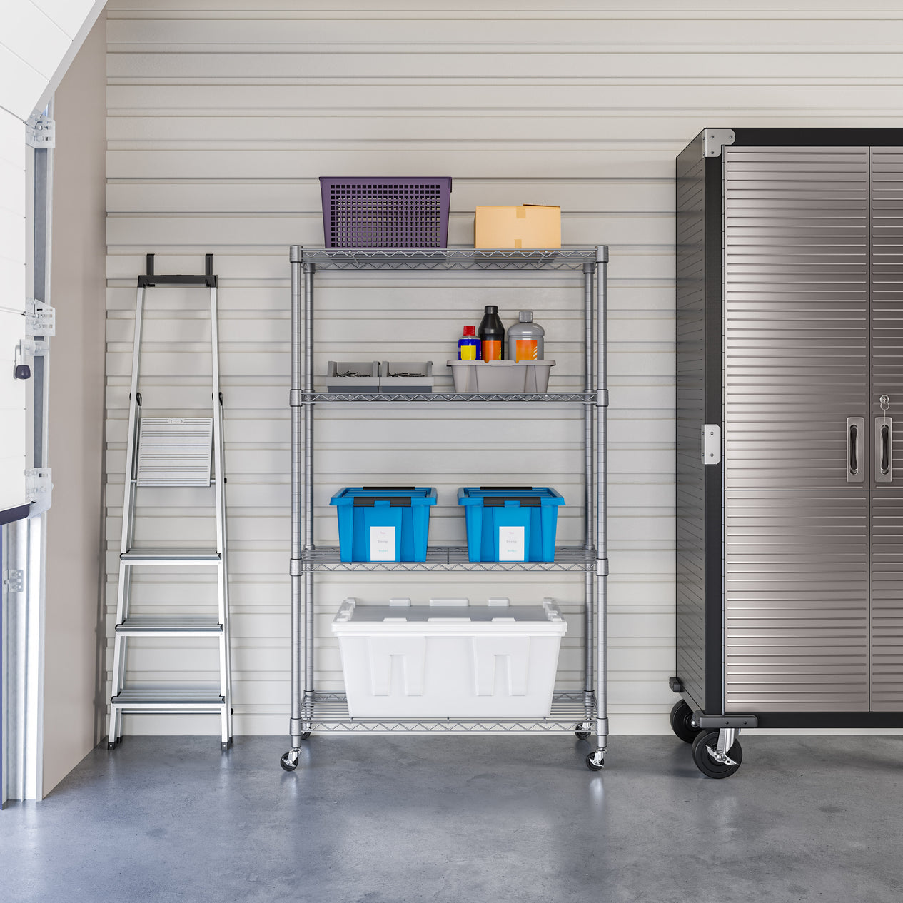 4-Tier NSF-Certified Steel Shelving, Silver