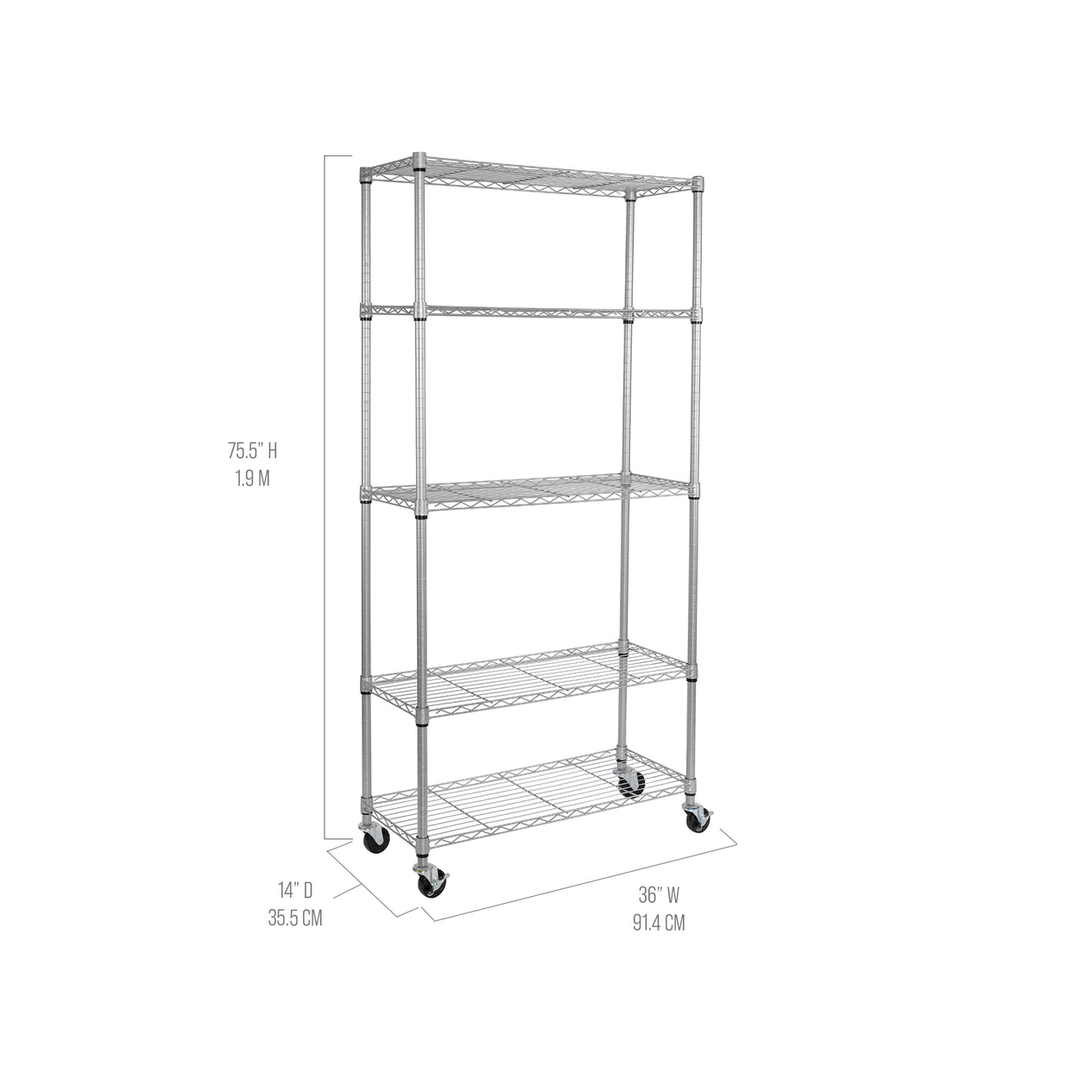 5-Tier NSF-Certified Steel Shelving
