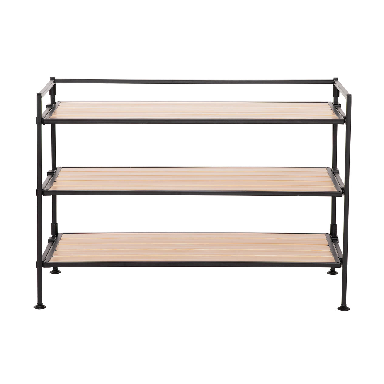 Front view of white oak shoe rack