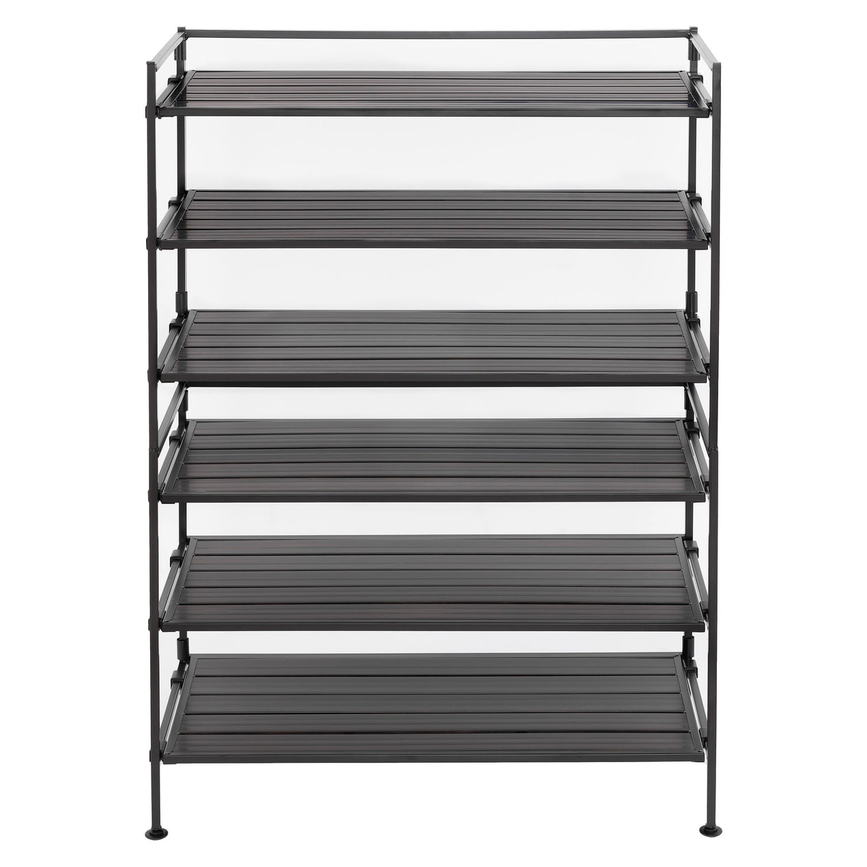 2 stacked espresso shoe racks