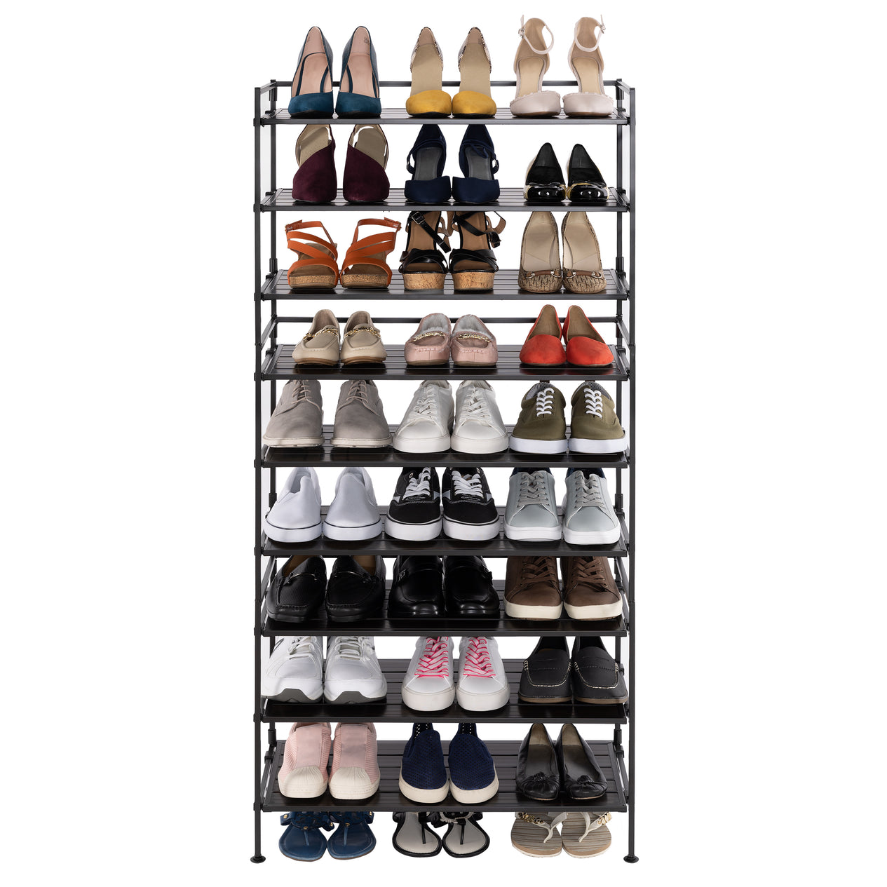 3 espresso shoe racks propped