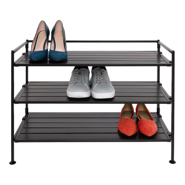 Espresso shoe rack with shoes