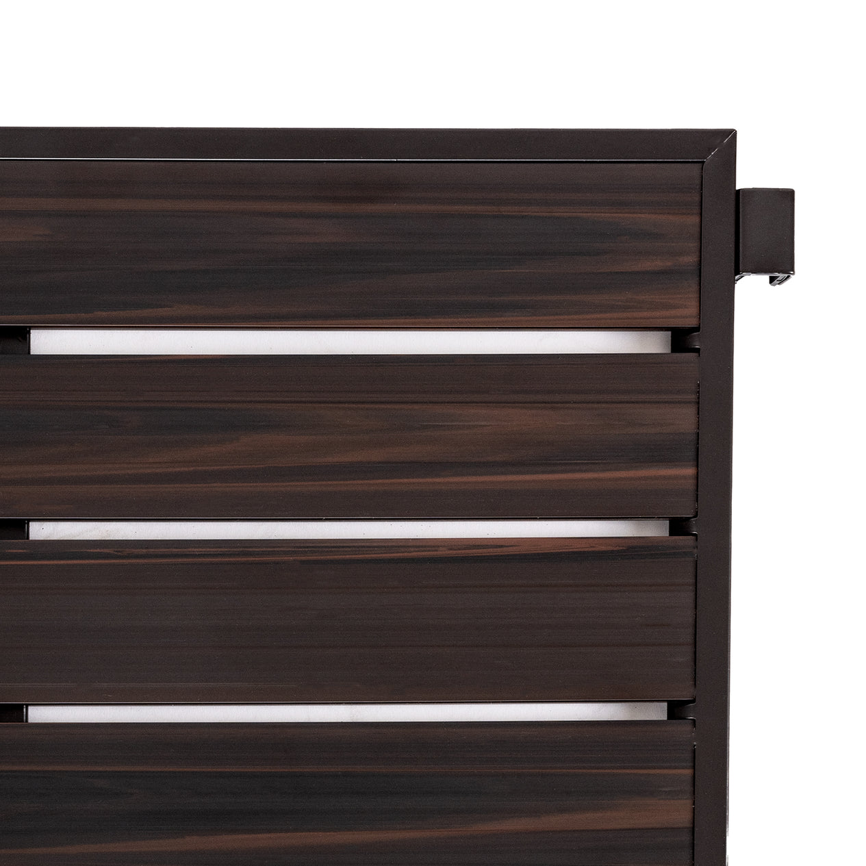 Close up of espresso shoe rack