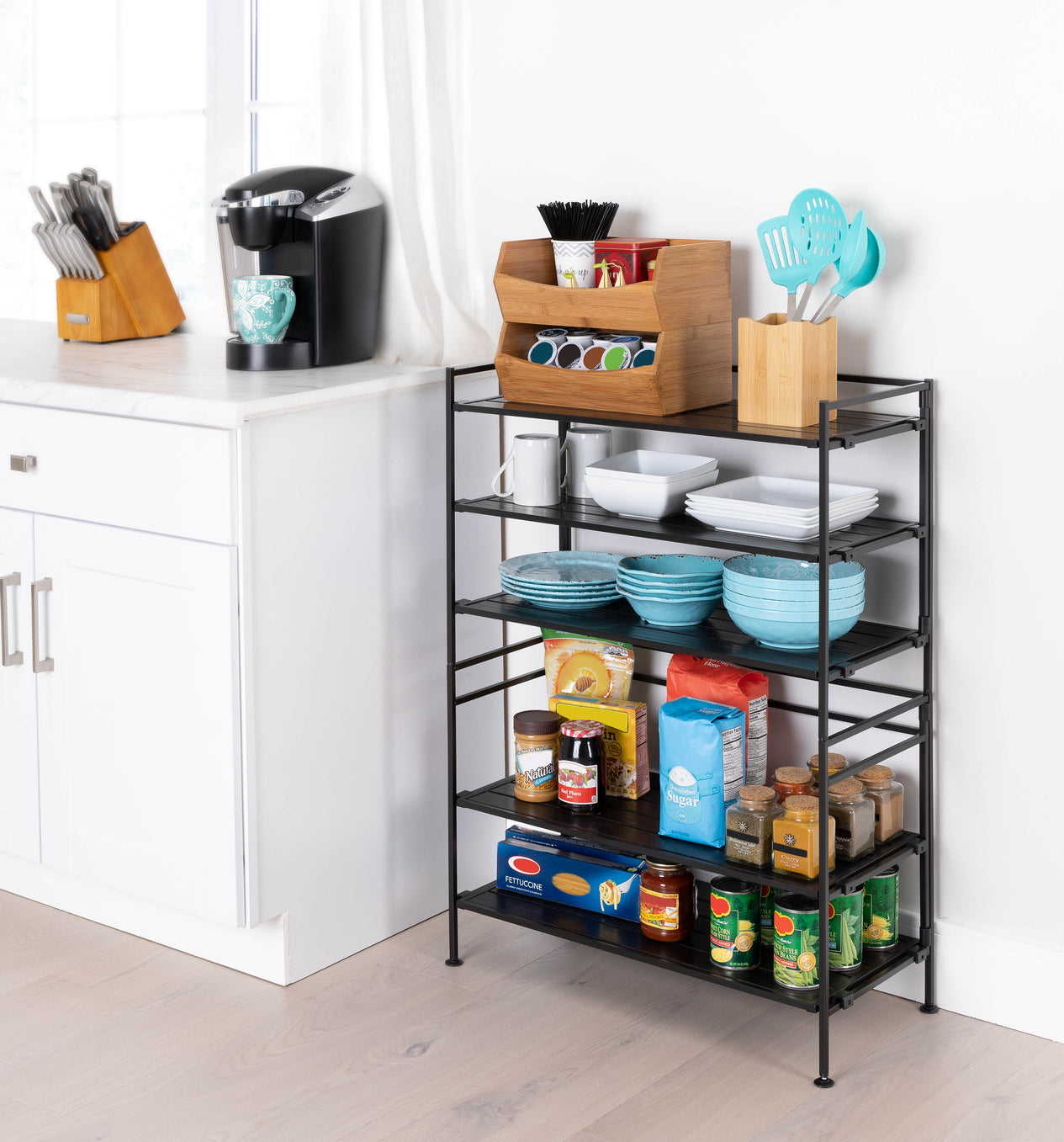 Stacked rack in kitchen