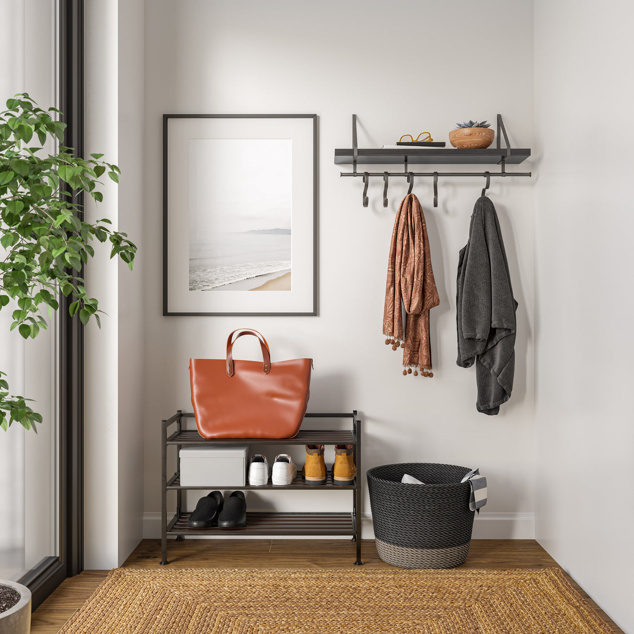 3-Tier Resin Slatted Shoe Rack