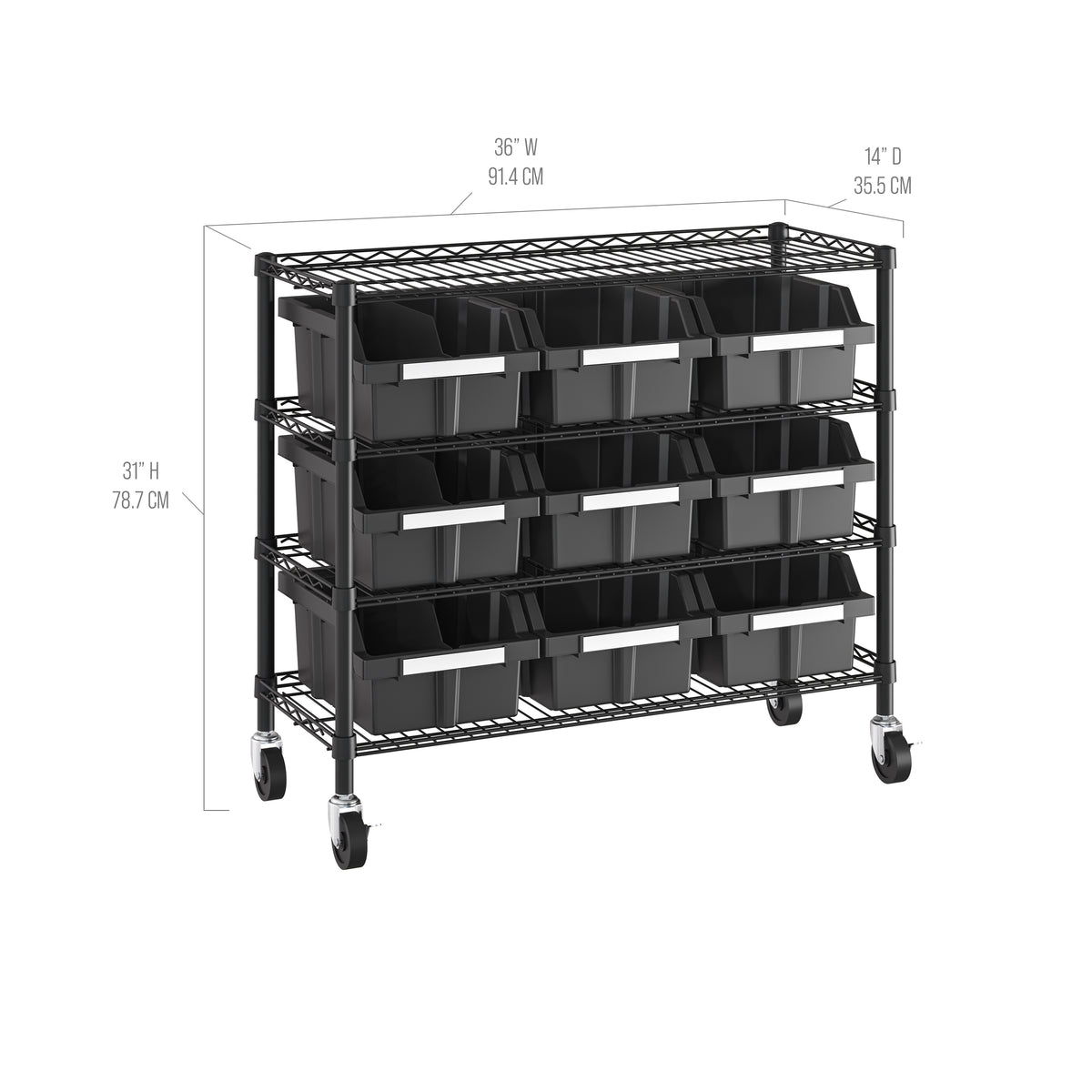 4-Tier NSF-Certified 9-Bin Rack