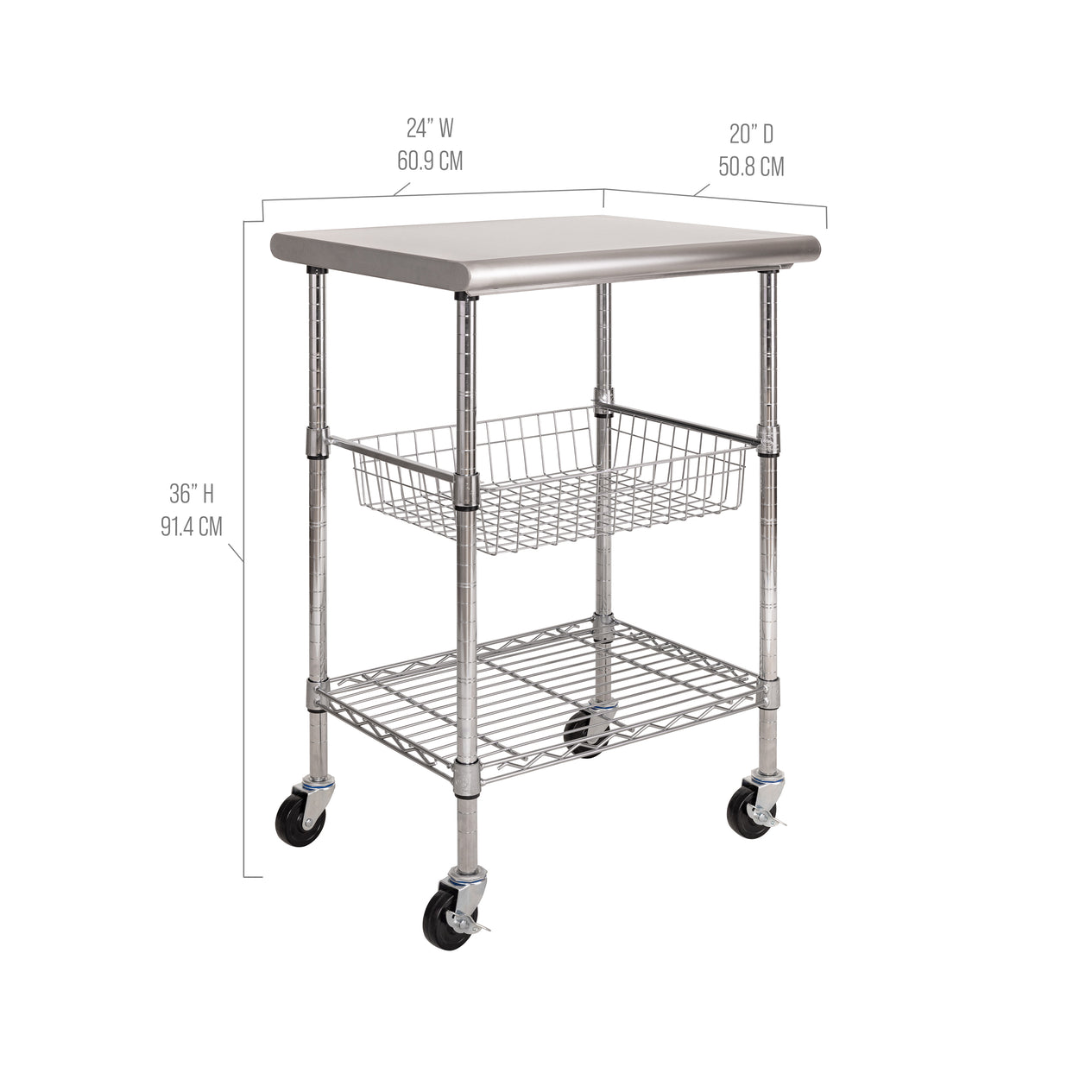 Stainless Steel NSF-Certified Utility Worktable Cart