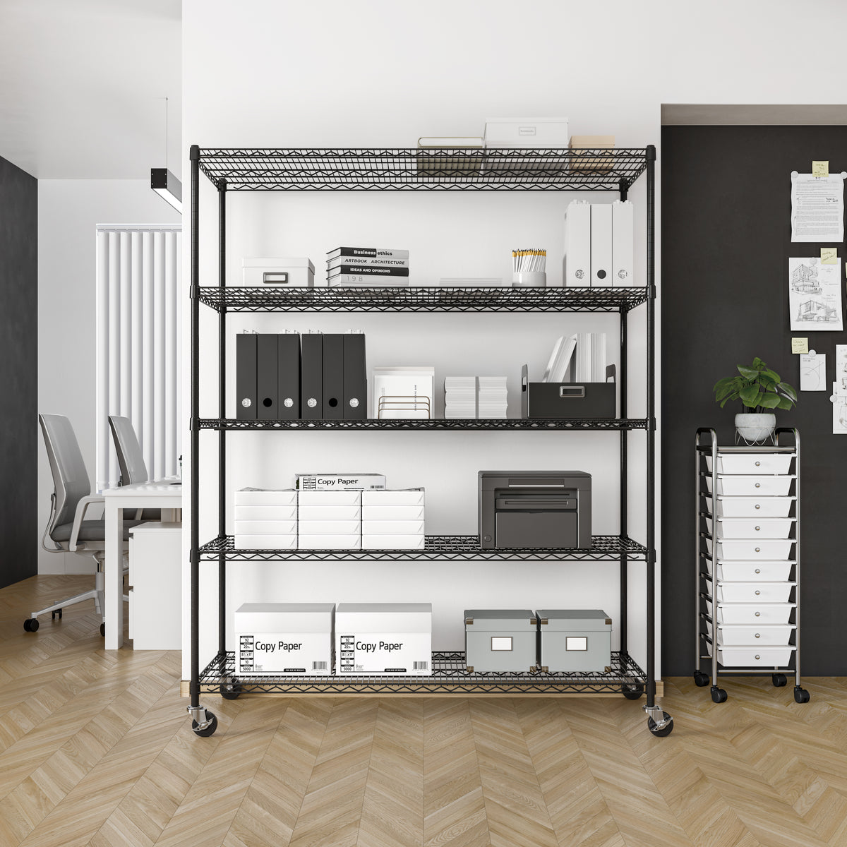 UltraDurable® 5-Tier NSF-Certified Steel Shelving, Black