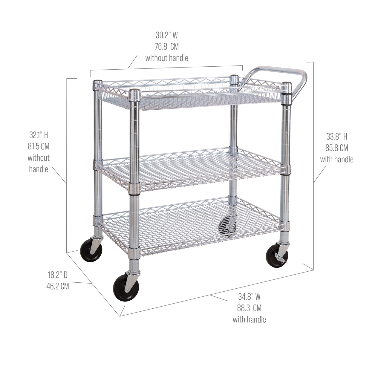 3-Tier NSF-Certified Heavy-Duty Utility Cart