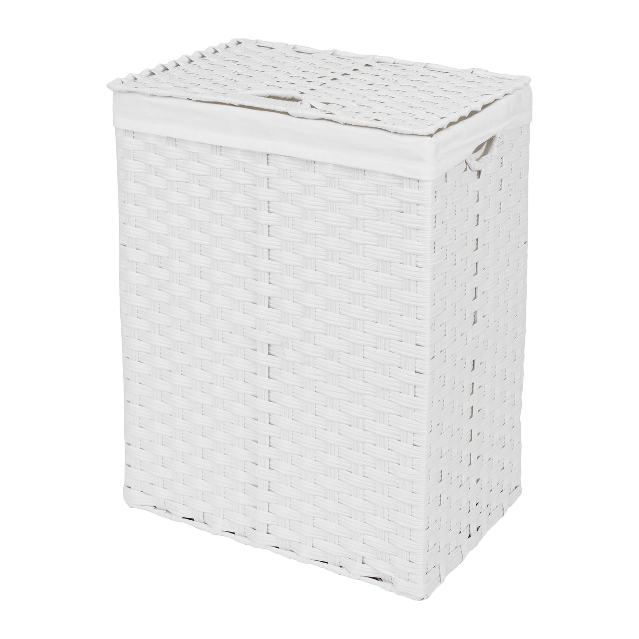 Handwoven Lidded Laundry Hamper, White
