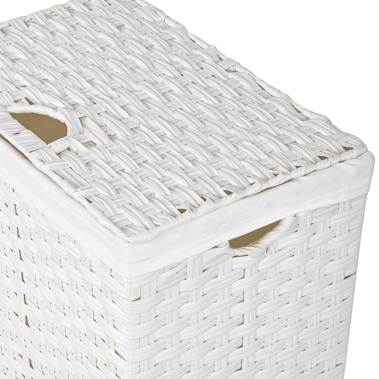 Handwoven Lidded Laundry Hamper, White