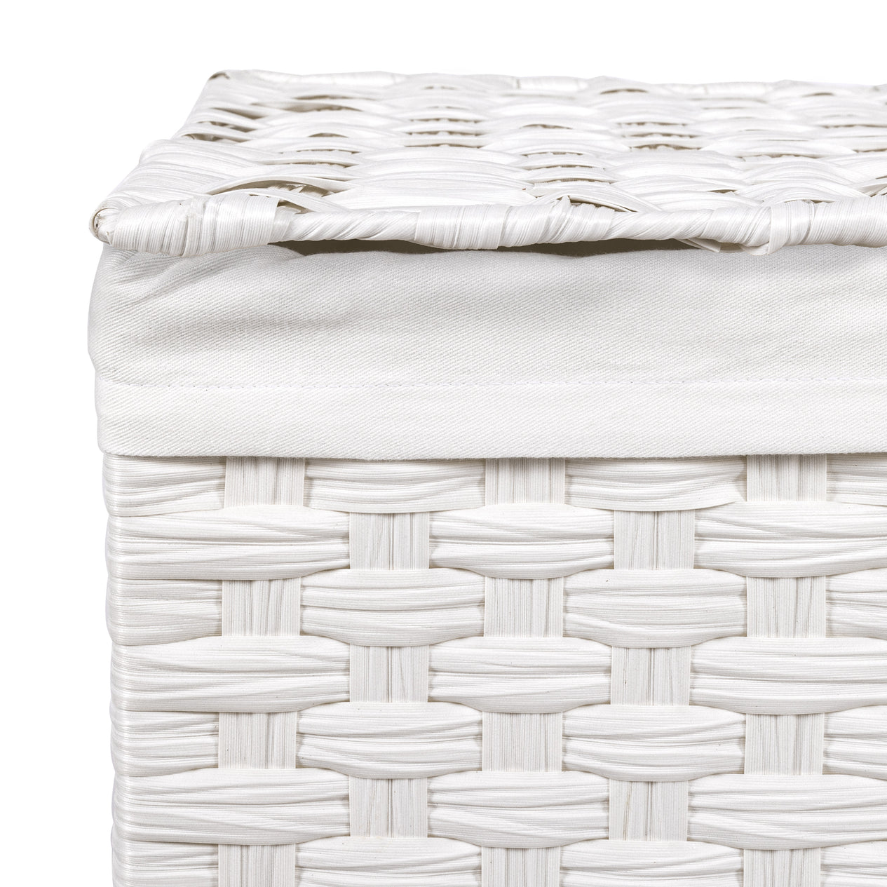 Handwoven Lidded Laundry Hamper, White