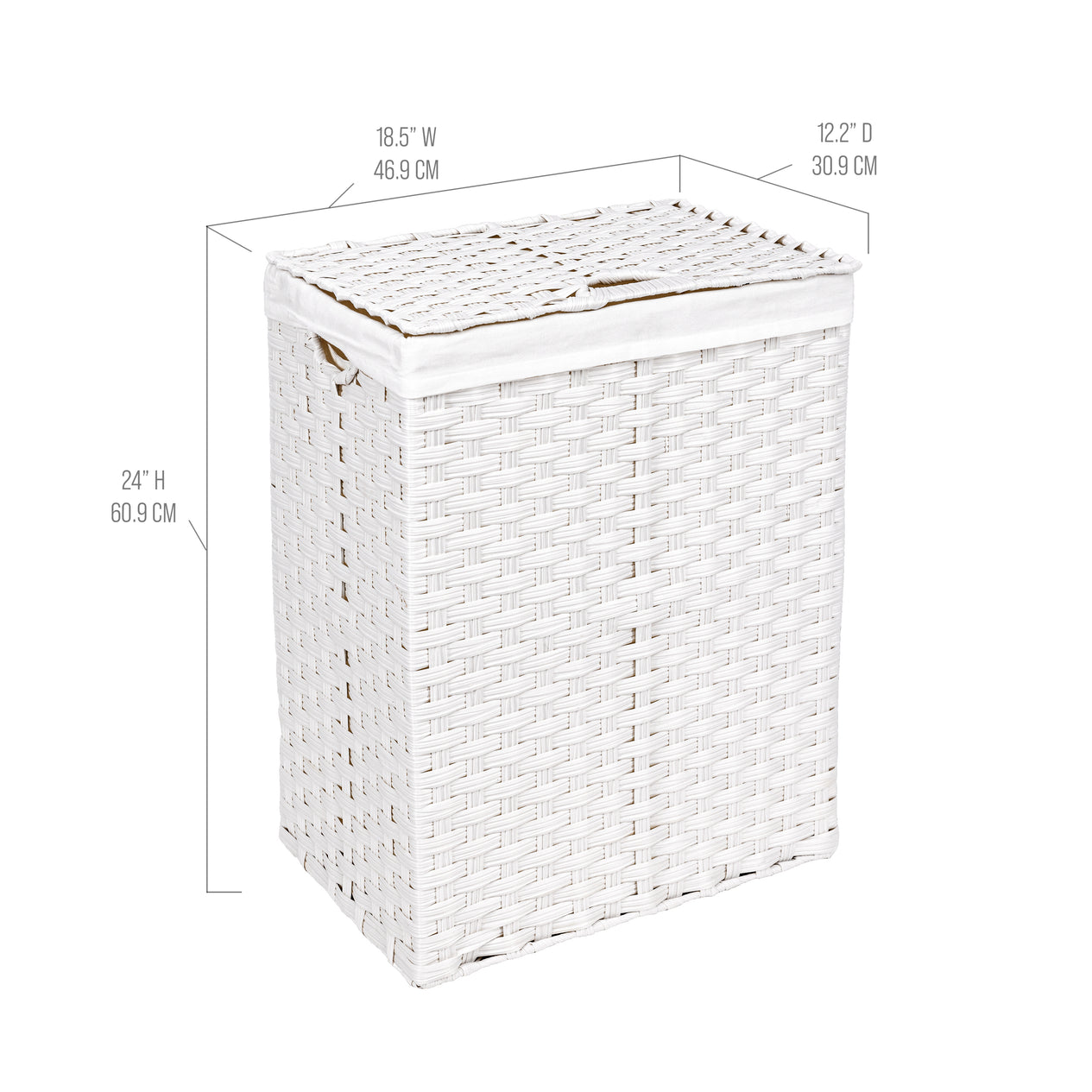 Handwoven Lidded Laundry Hamper, White