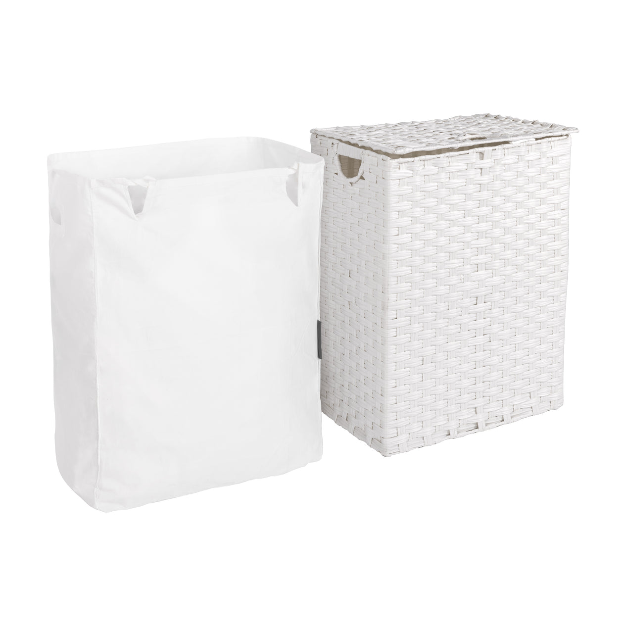 Handwoven Lidded Laundry Hamper, White