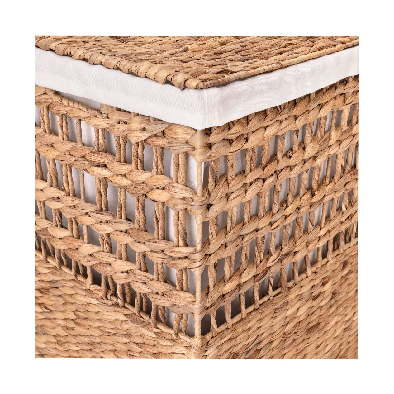 4-Piece Natural Water Hyacinth Handwoven Laundry Hamper and Basket Set
