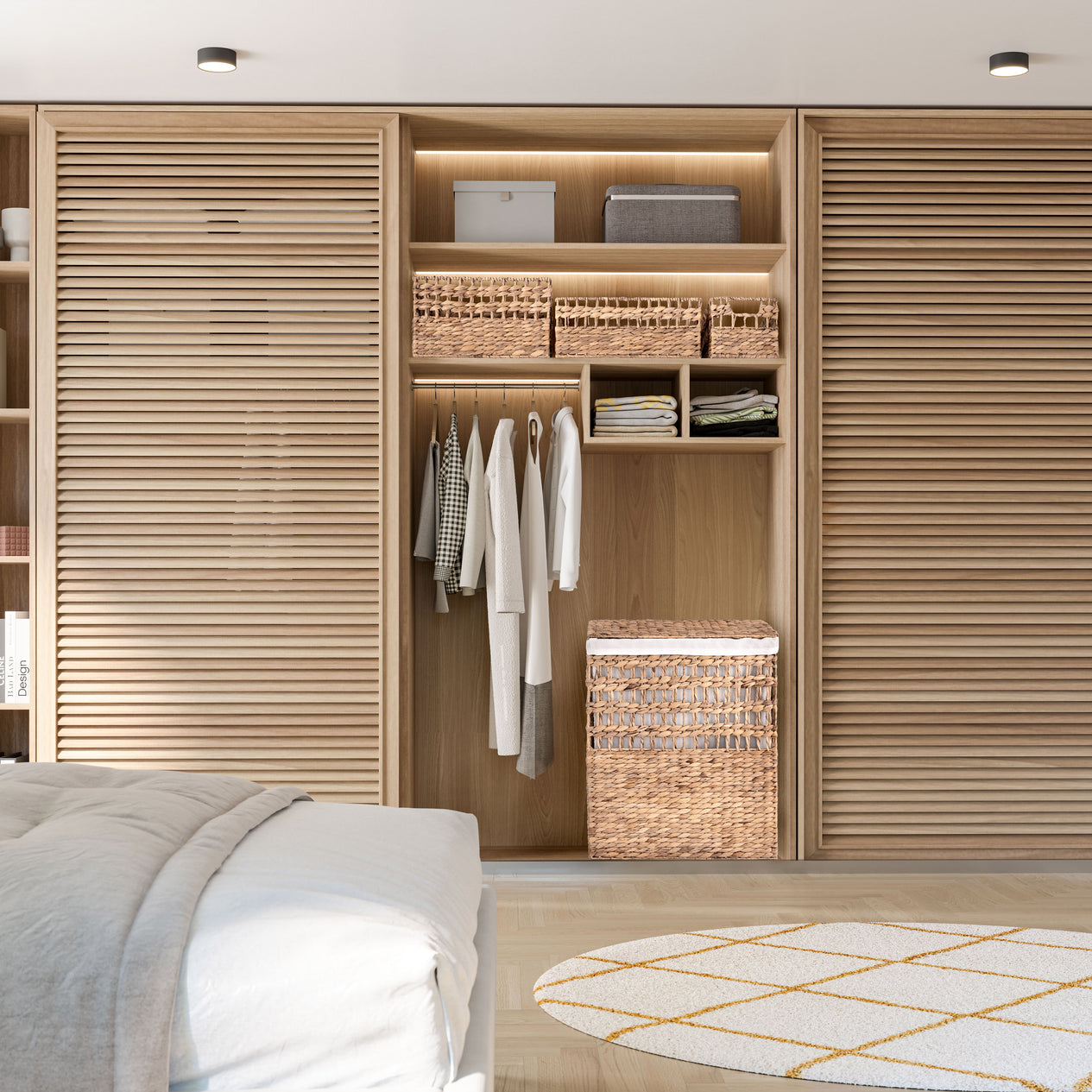 4-Piece Natural Water Hyacinth Handwoven Laundry Hamper and Basket Set