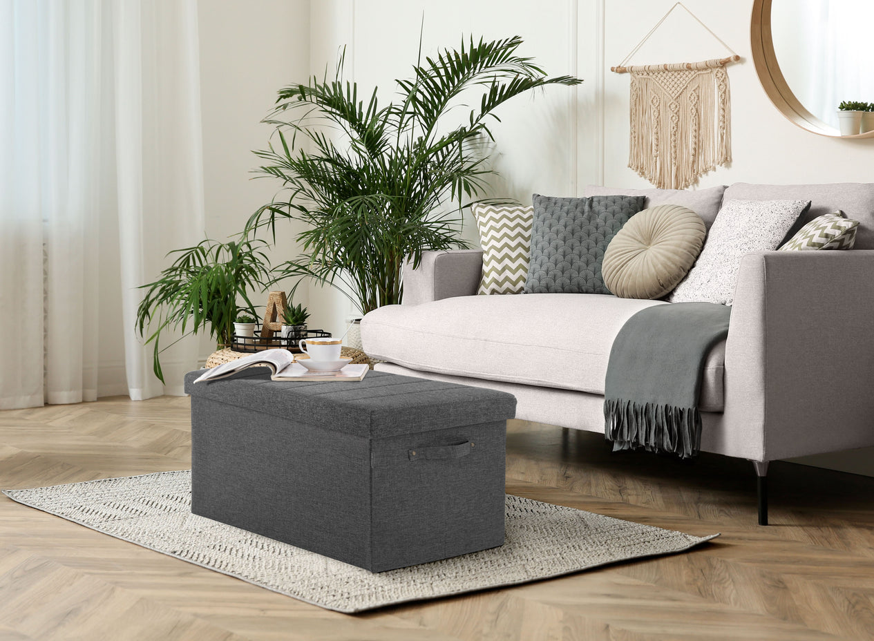 Channel Tufted Storage Trunk with Handles