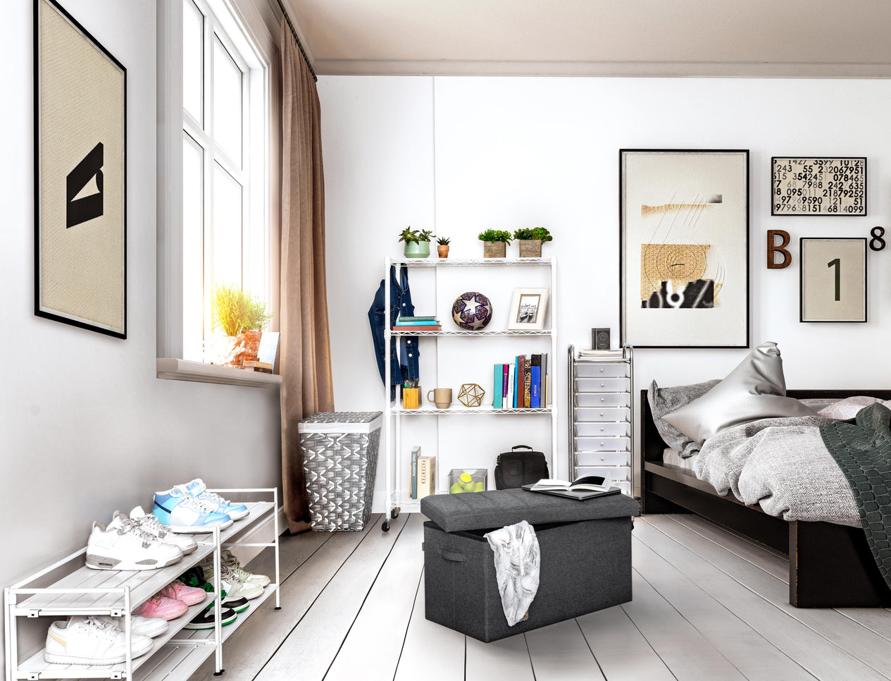 Channel Tufted Storage Trunk with Handles