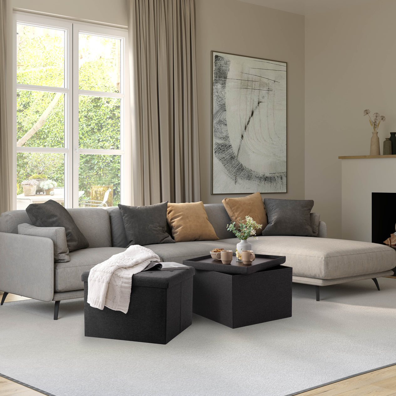 Extra Large Square Storage Ottoman