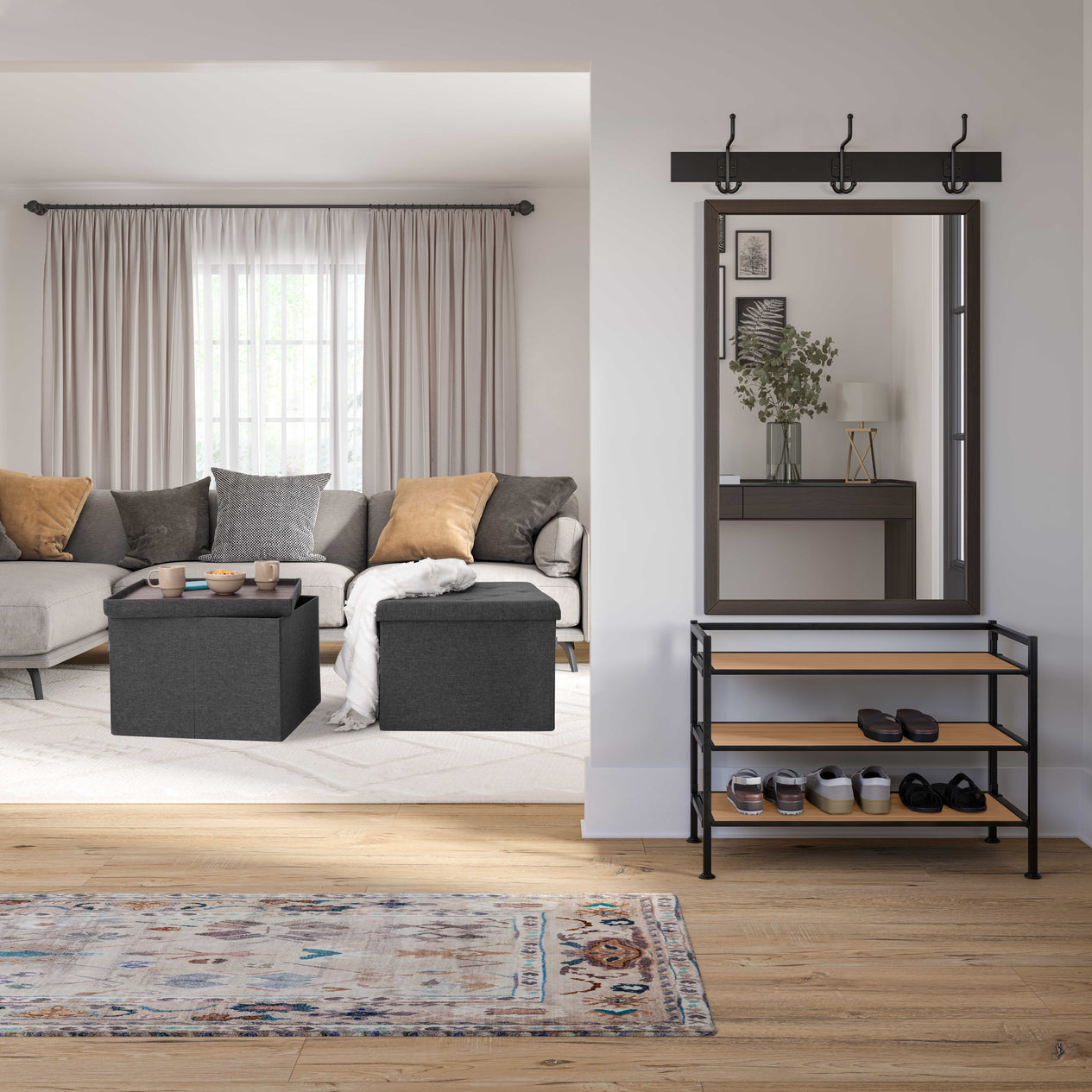 Extra Large Square Storage Ottoman