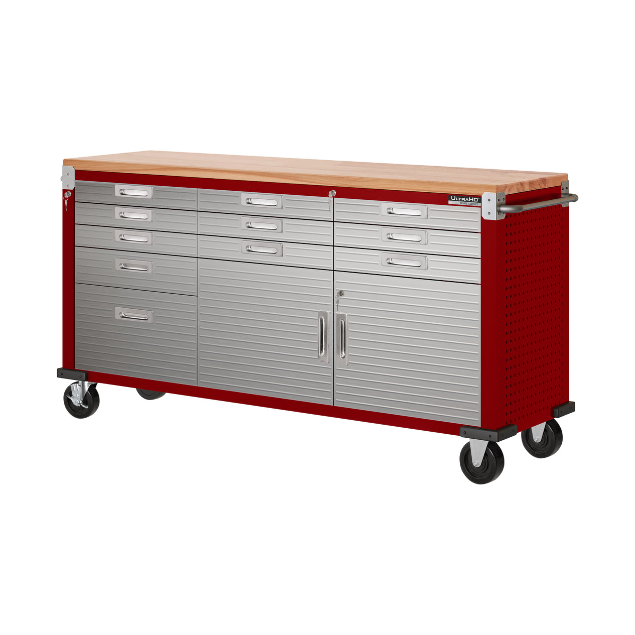UltraHD® 11-Drawer Rolling Workbench, Red
