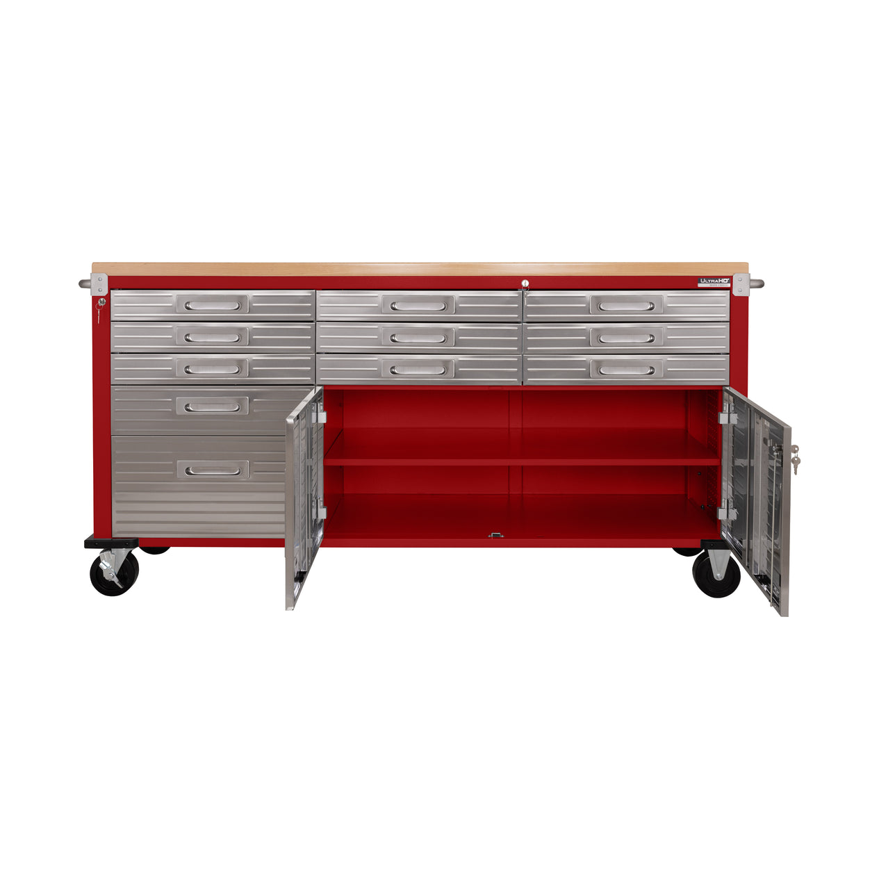 UltraHD® 11-Drawer Rolling Workbench, Red