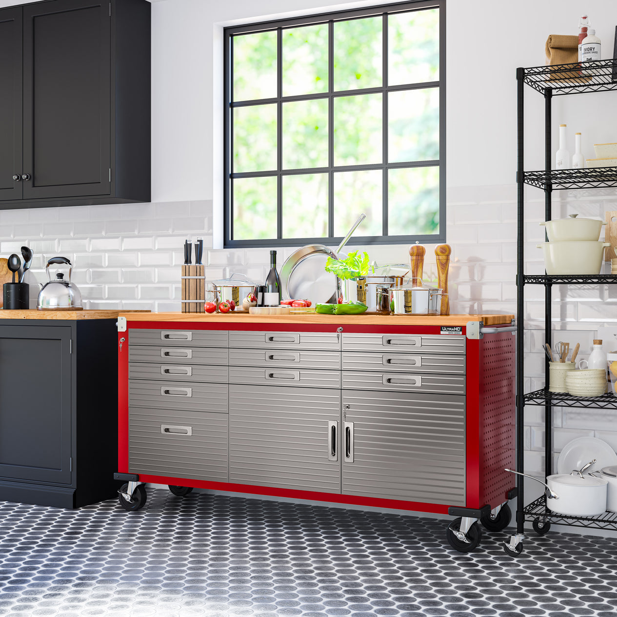 UltraHD® 11-Drawer Rolling Workbench, Red